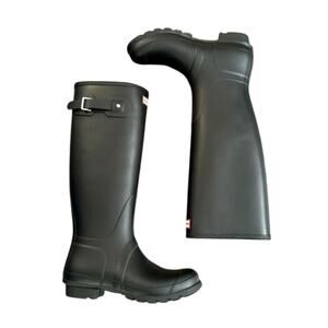 Hunter Tall Classic Black Rubber Rain Boots Sz 10 Wellies Galoshes Outdoors